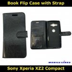 Book Flip Case with Strap For Sony Xperia XZ2 Compact H8324 Slim Fit Look